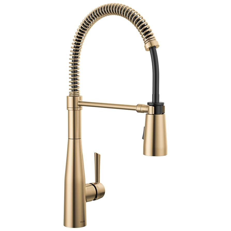Delta Essa Pro Style Commercial Kitchen Faucet with Pull Down Sprayer, Brushed Gold Single Hole K... | Amazon (US)