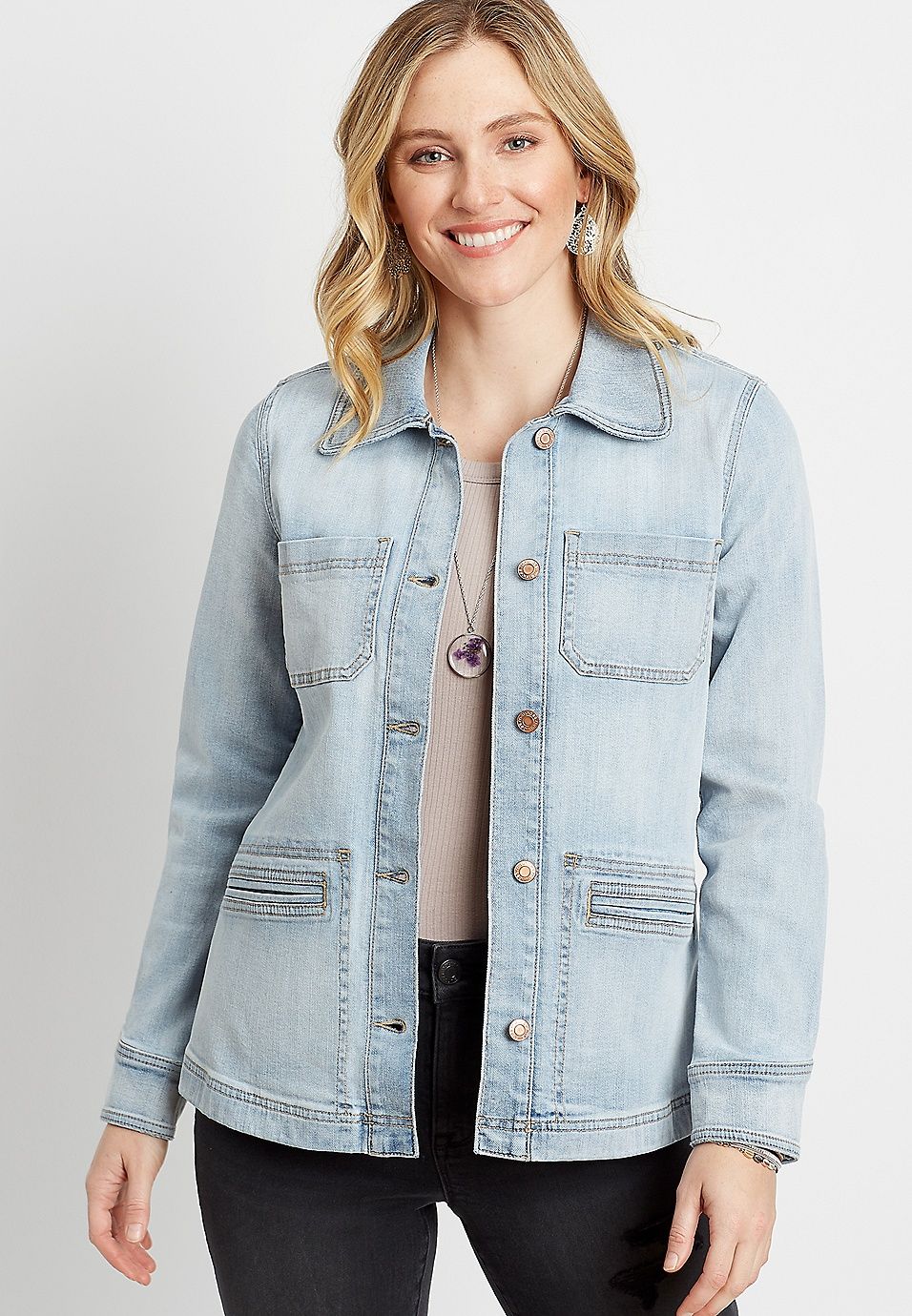 Denim Pocket Utility Jacket | Maurices