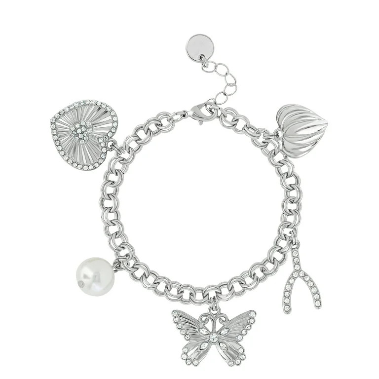 Jessica Simpson Women's Silvertone Charm Bracelet | Walmart (US)