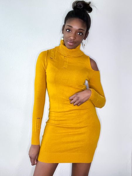 Ribbed Sweater Dress | Dress with Turtle Neck | Body Con Dress | Ribbed Body Con Dress | Mustard Yellow Sweater Dress

#LTKfindsunder100 #LTKSeasonal #LTKstyletip