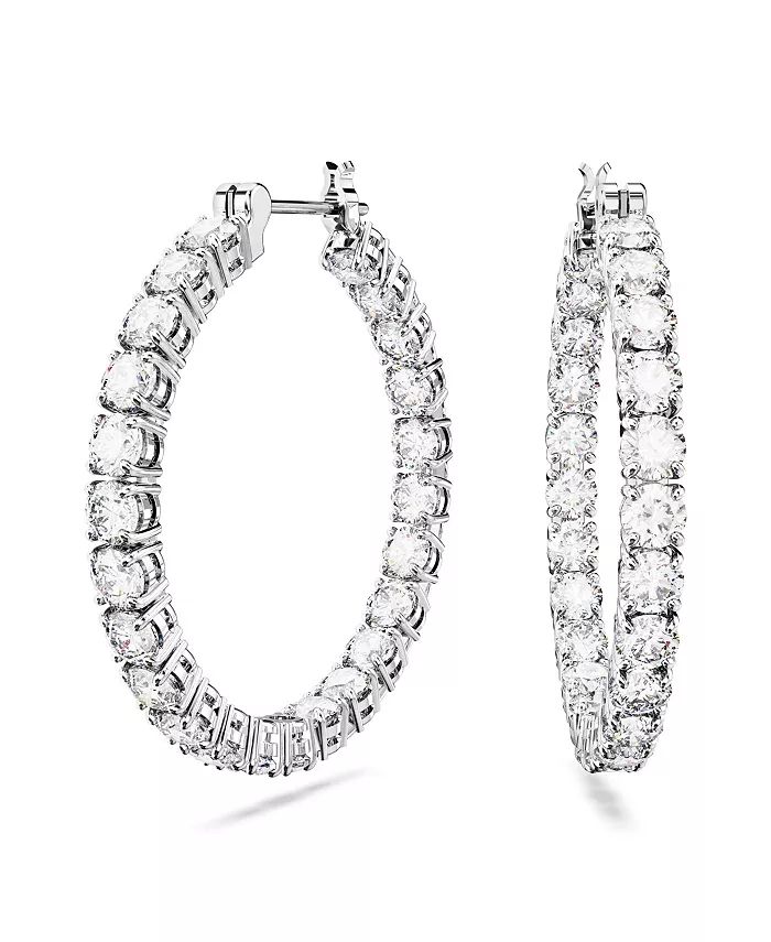 Crystal Round Cut Matrix Hoop Earrings | Macy's