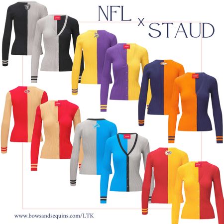 STAUD x NFL: Half/Half Knit Cardigan Sweaters to support your favorite football team or city! 🏈

#LTKstyletip #LTKSeasonal