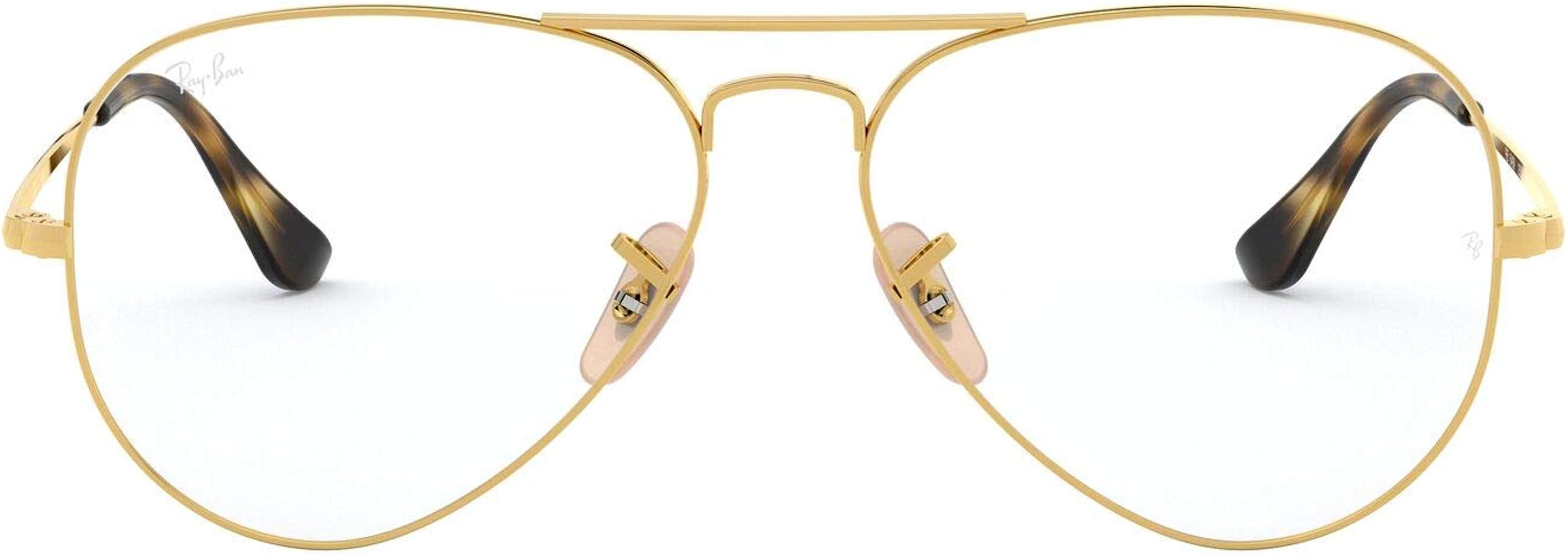 Ray-Ban Rx6489 Metal Aviator Prescription Eyeglass Frames | Amazon (US)