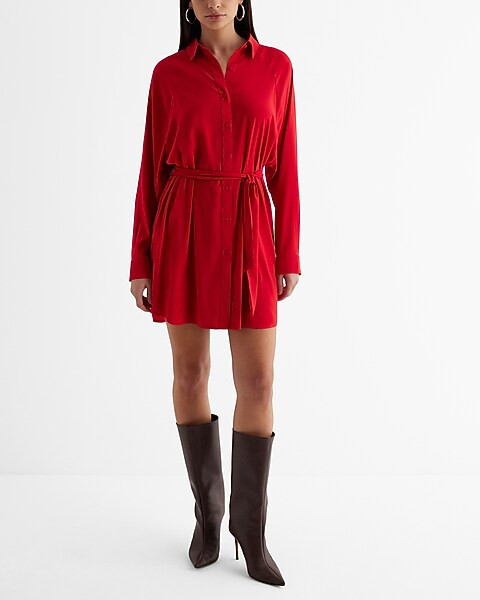 Satin Boyfriend Mini Portofino Shirt Dress | Express