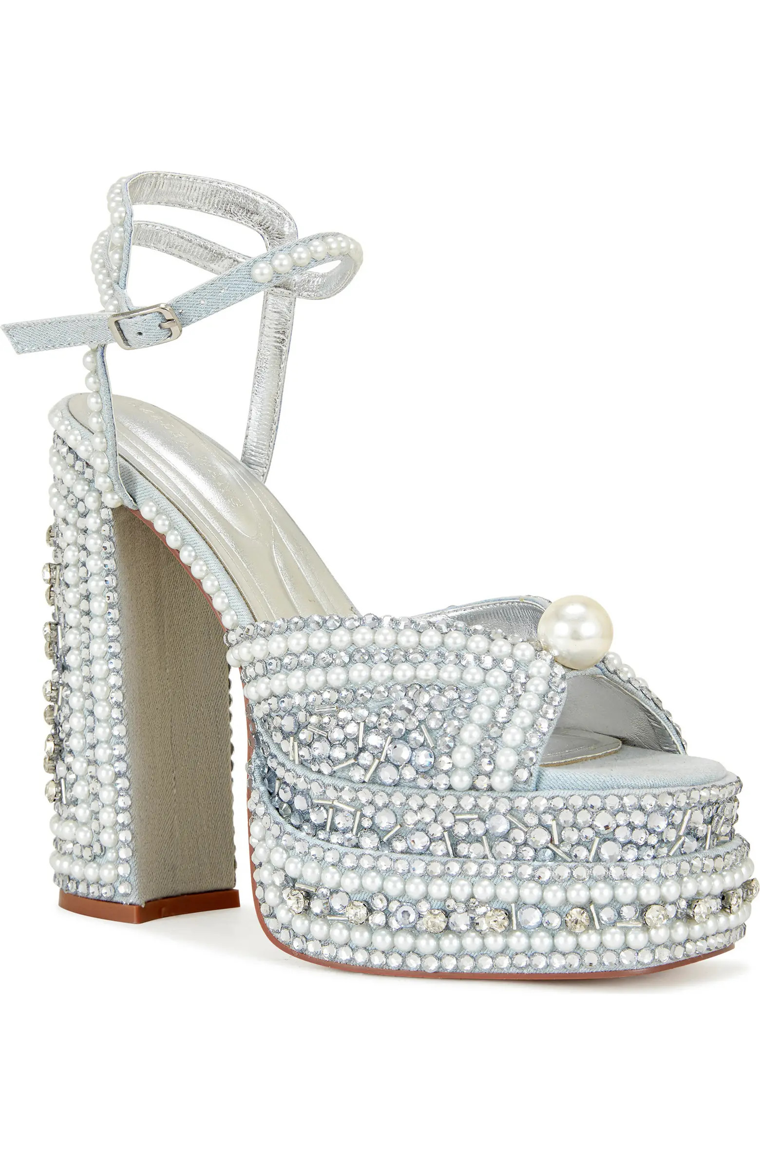 AZALEA WANG Something Blue Ankle Strap Platform Sandal (Women) | Nordstrom | Nordstrom