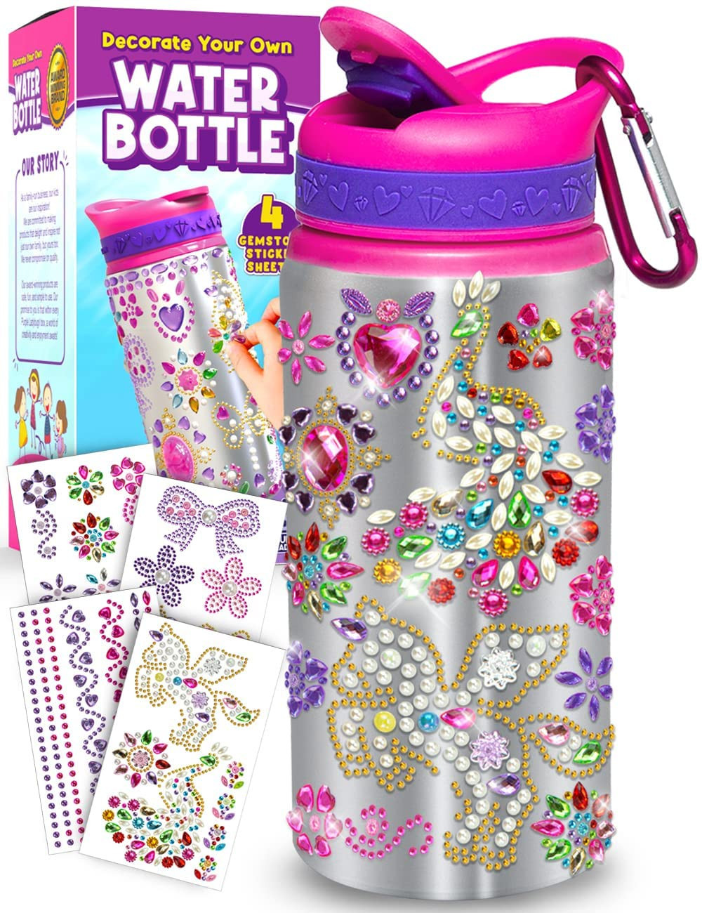 PURPLE LADYBUG Decorate Your Own Water Bottle for Girls Age 6-8 - Cool Easter Basket Stuffers for... | Amazon (US)