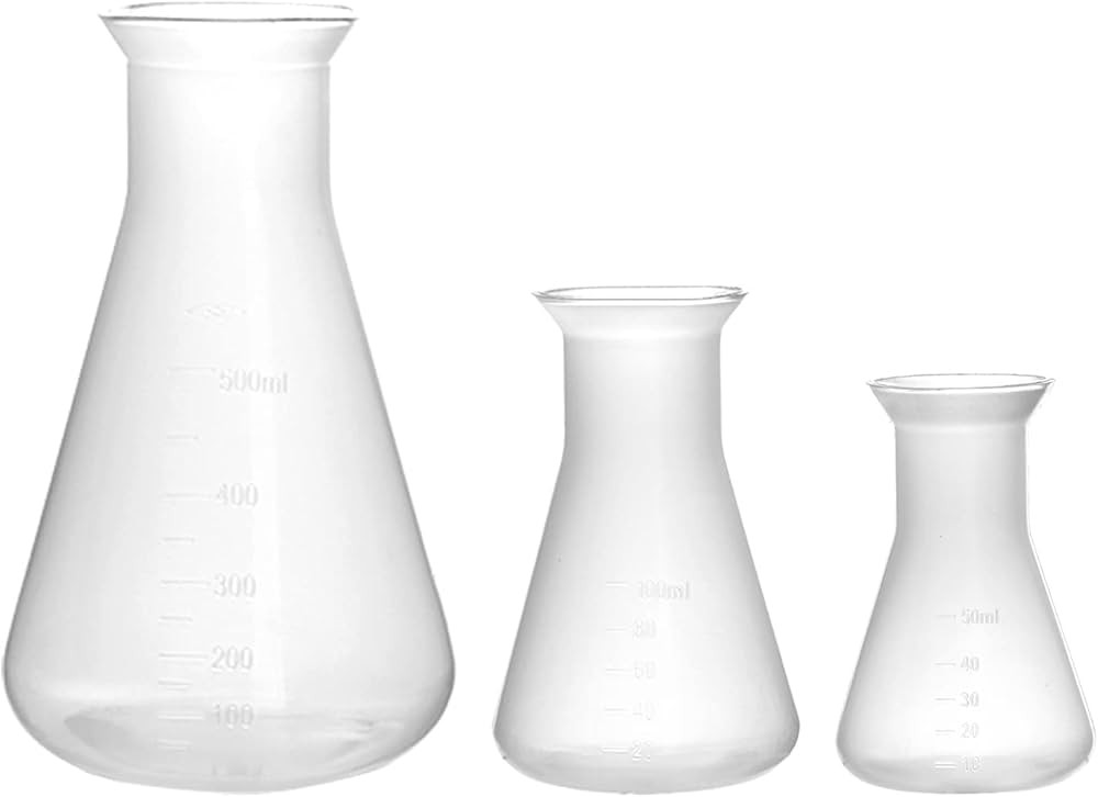 QWORK Erlenmeyer Flask, 3 Pack Clear Scale Plastic Conical Flask for Laboratory School Educationa... | Amazon (US)