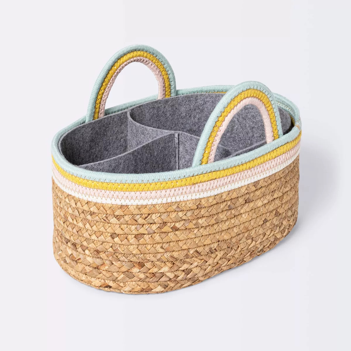 Braided Water Hyacinth Diaper Caddy with Coiled Rope Handles - Pink - Cloud Island™ | Target