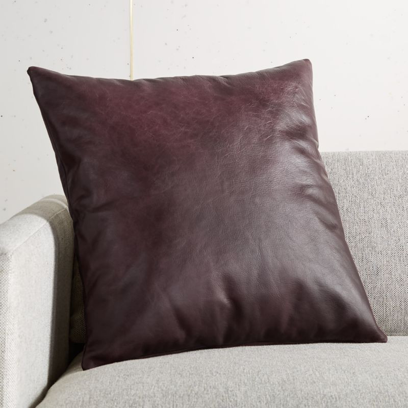 18" Winston Leather Wine Pillow with Feather-Down Insert. + Reviews | CB2 | CB2