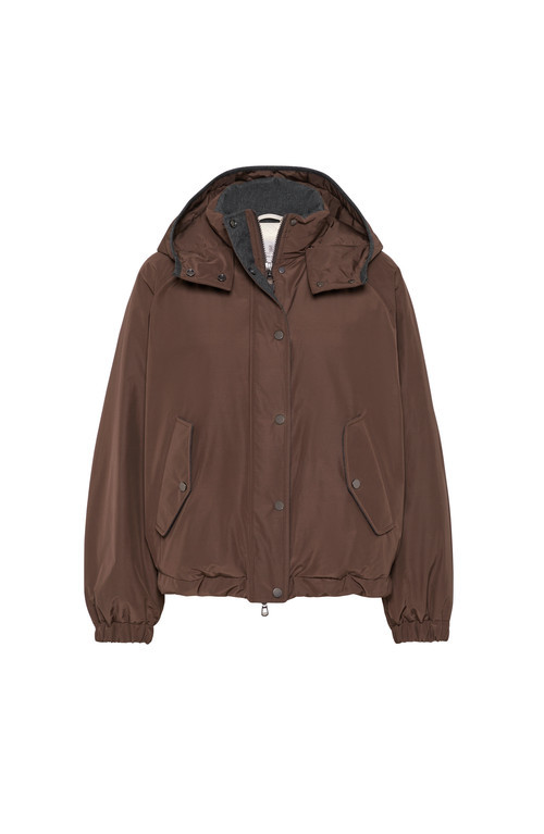 Brunello Cucinelli Crop down jacket with monili in Pine Cone Brown at Nordstrom, Size 52 It | Nordstrom