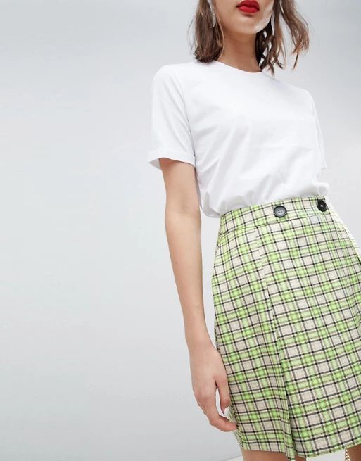 ASOS DESIGN tailored mini skirt in yellow and green check | ASOS UK