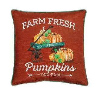 Home Accents Holiday 18 in. Farm Fresh Wagon Decorative Harvest Square Pillow-21AR73372 - The Hom... | The Home Depot