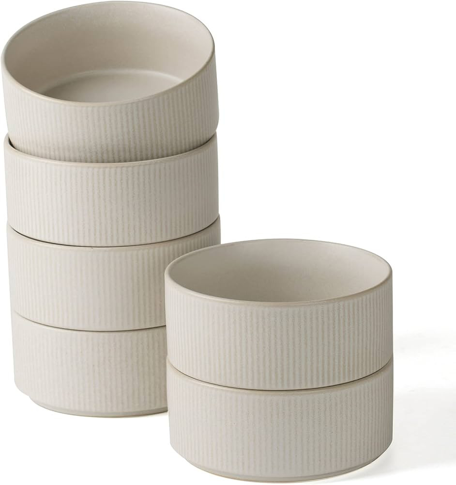 famiware Star 5.5" Cereal Bowl Set, Soup Bowls Set of 6, Double Reactive Glaze, Stackable, Deep B... | Amazon (US)