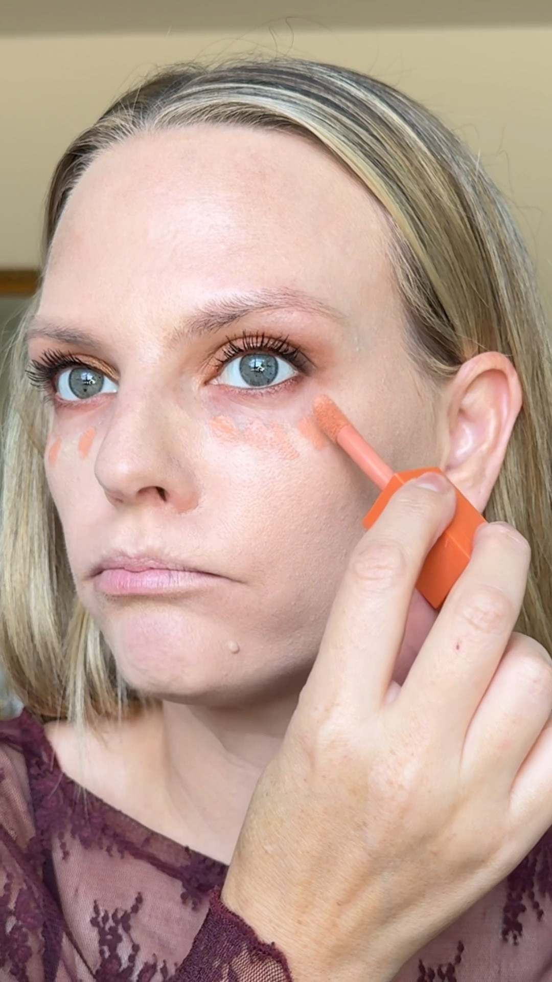 Huda beauty color corrector in peach and concealer in coconut flakes 

#LTKOver40 #LTKVideo #LTKBeauty