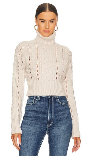 Elizabeth Cable Turtleneck in Ivory | Revolve Clothing (Global)