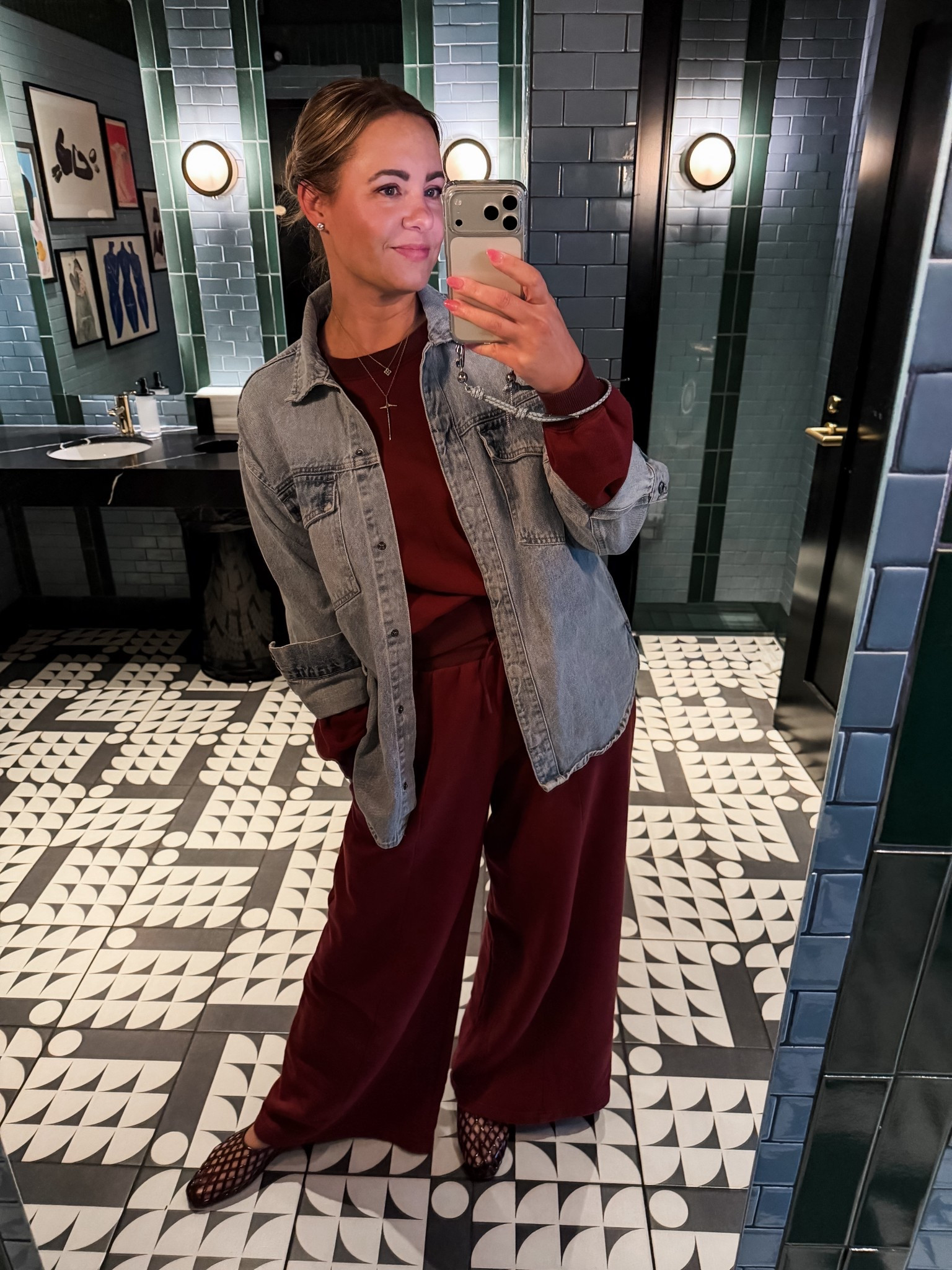 Burgundy and comfy. 🍷color head to toe is one of my favorites.
// Matching sweat set, wide leg sweatpants, jean shacket, jellies, jelly shoes, casual wear

#LTKOver40