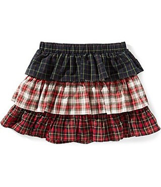 Polo Ralph Lauren Little Girls Mixed-Plaid Tiered Poplin A-Line Skirt - 6 | Dillard's