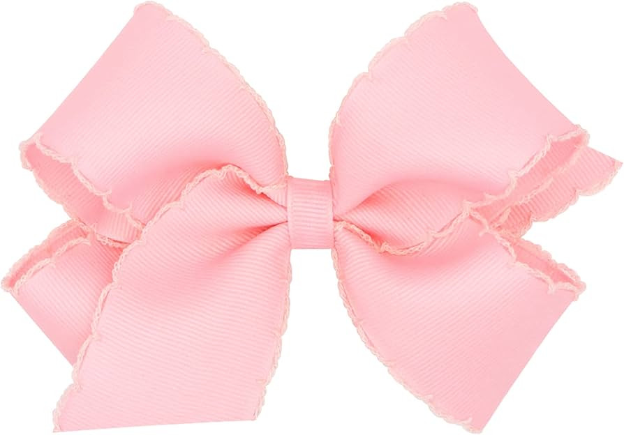 Wee Ones Girls' Classic Grosgrain Moonstitch Edge Hair Bow on a WeeStay Hair Clip, Medium, Light ... | Amazon (US)