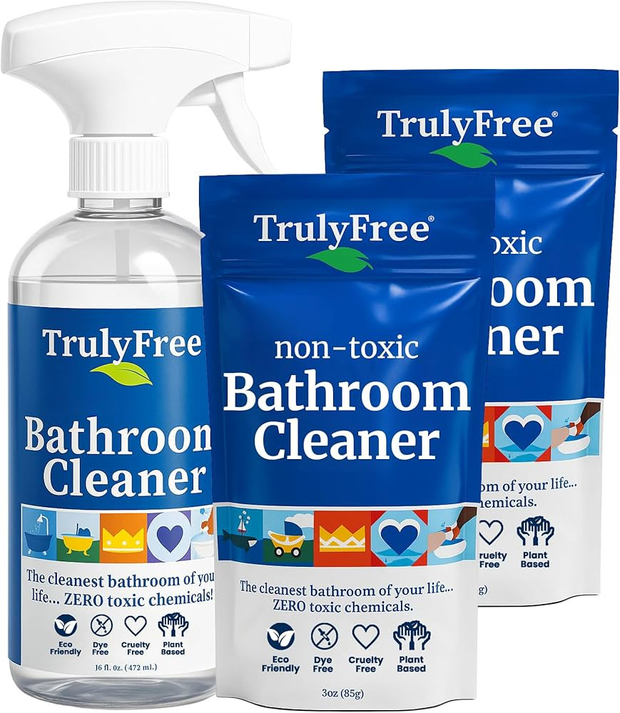 Truly Free All Natural Non-Toxic Bathroom Cleaner Spray, Organic Bath & Tile Cleaning Solution fo... | Amazon (US)