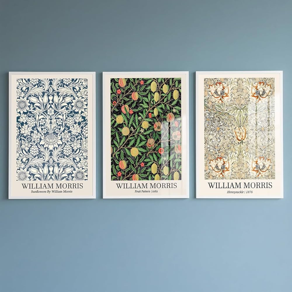 PWAAHDC William Morris Set of 3 Vintage Neutral Wall Pictures - Wall Decor Posters Living Room an... | Amazon (FR)