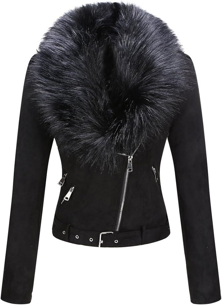 Bellivera Women's Faux Suede Jacket, Coat with Detachable Faux Fur Collar | Amazon (US)