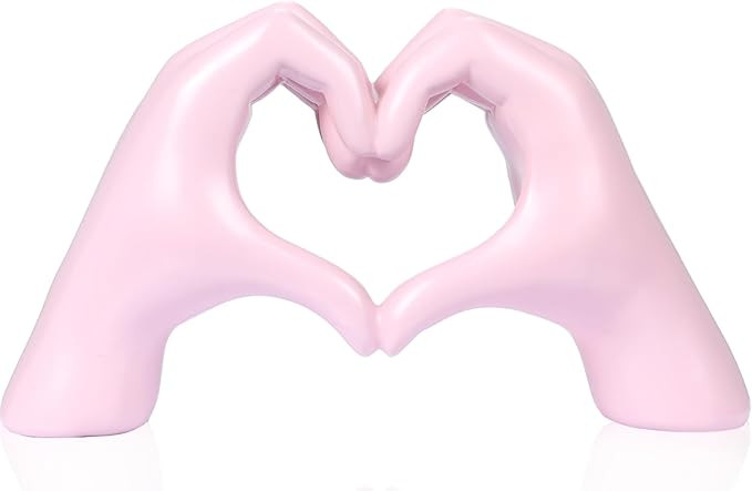 Heart Hands Sculpture, Pink Room Decor Aesthetic for Living Room Bedroom, Love Finger Shelf Decor... | Amazon (US)