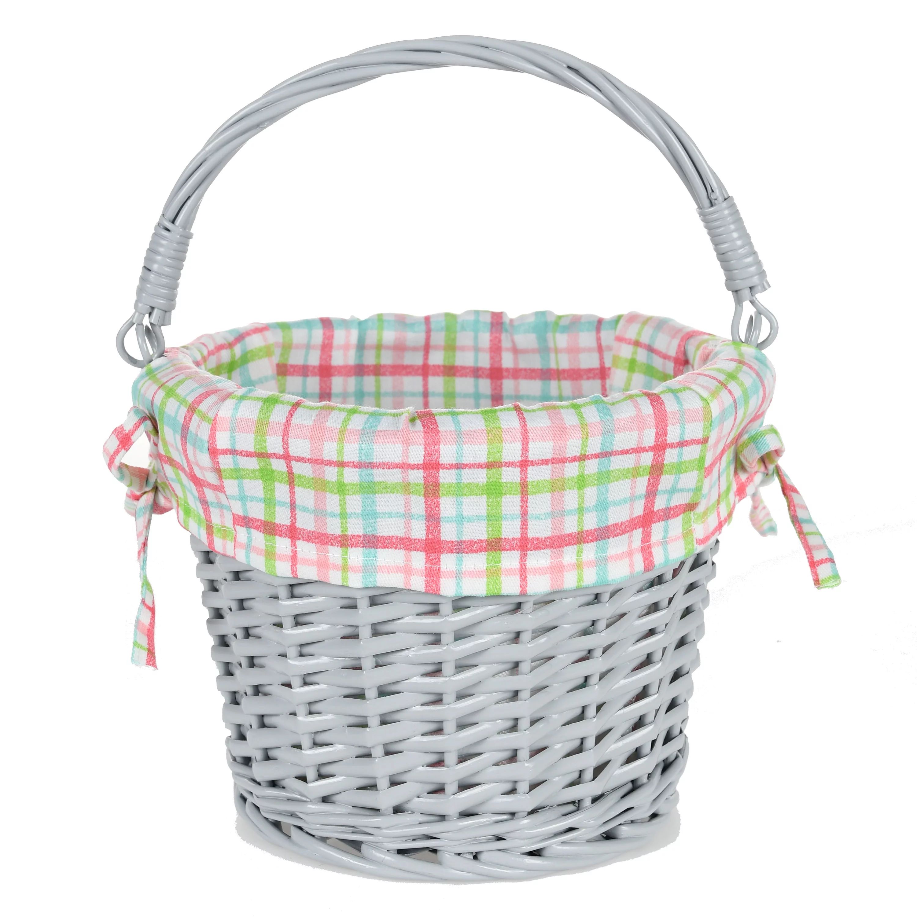 Way To Celebrate Easter Basket with Liner, Pink Plaid - Walmart.com | Walmart (US)