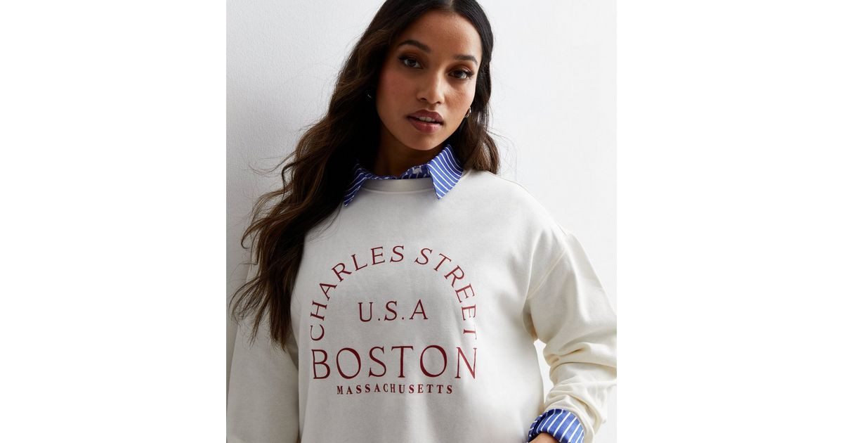 Petite Off White Boston Logo Sweatshirt | New Look | New Look (UK)