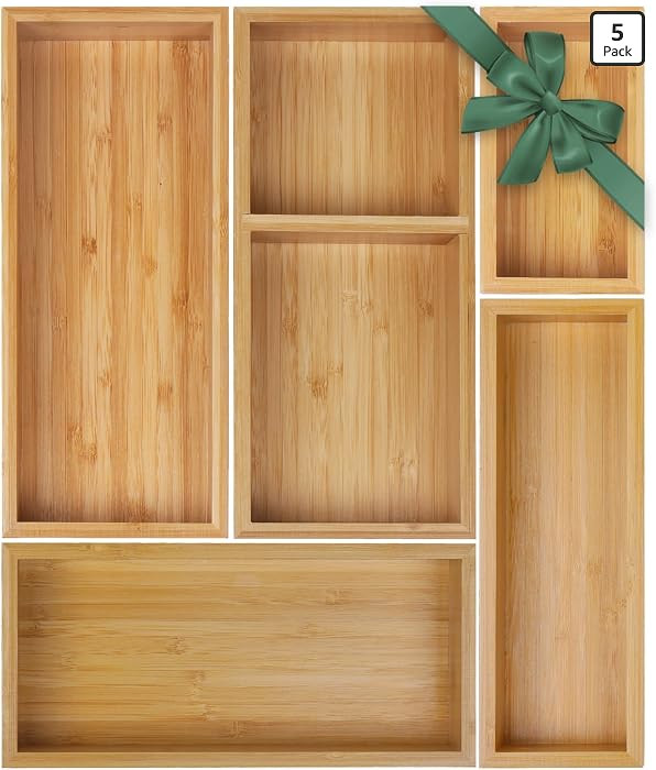 Bamboo Drawer Organizer Set, Individual Wood Storage Organizers | Amazon (US)