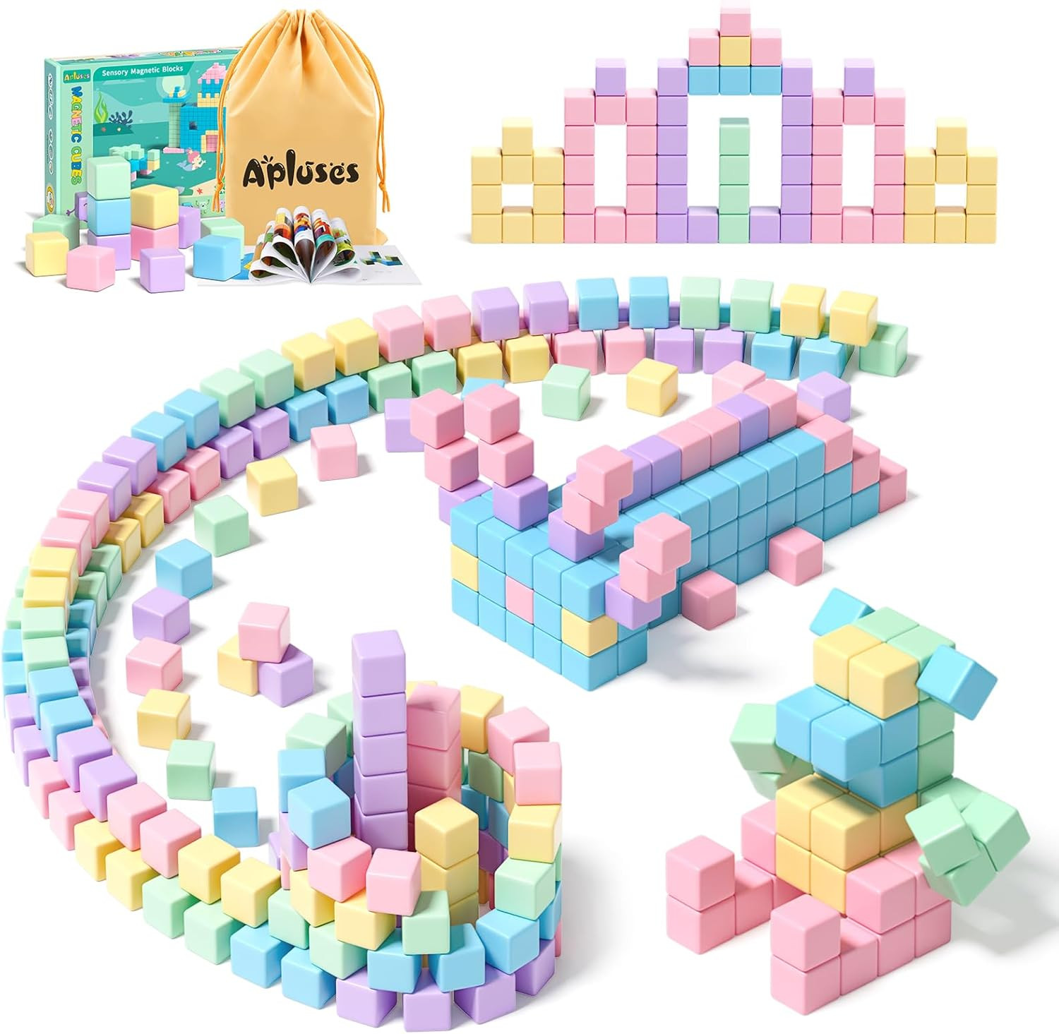 Apluses 45PCS Magnetic Blocks - Kids Girl Toys, Magnet Building Blocks, STEM Sensory Outdoor Autism Toys for 3-5 Year Old Boys & Girls, Magnetic Cubes Classroom Must Haves for Kids Ages 3+ | Amazon (US)