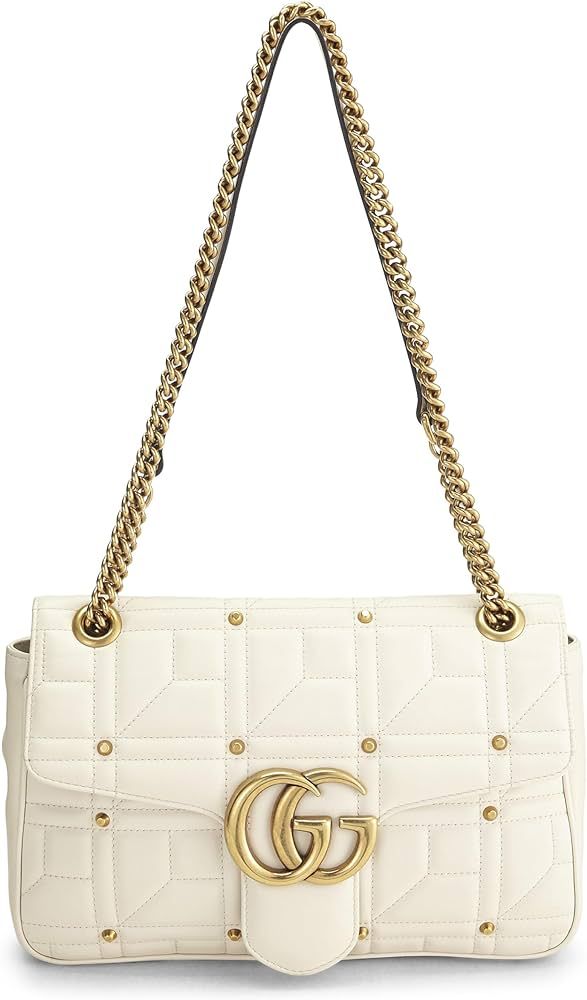 Amazon.com: Gucci, Pre-Loved White Studded GG Marmont Matelassé Shoulder Bag, White : Luxury Sto... | Amazon (US)