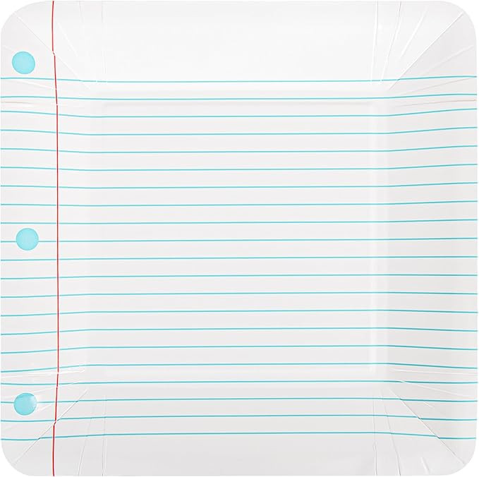 Back to School Party Plates First Day of School Notebook Paper Plates Disposable 9Inch Square Dec... | Amazon (US)