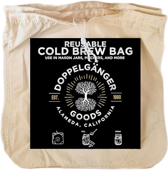 (2-Pack) Organic Cotton Cold Brew Coffee Bag - Designed in California - Reusable Coffee Filter wi... | Amazon (US)