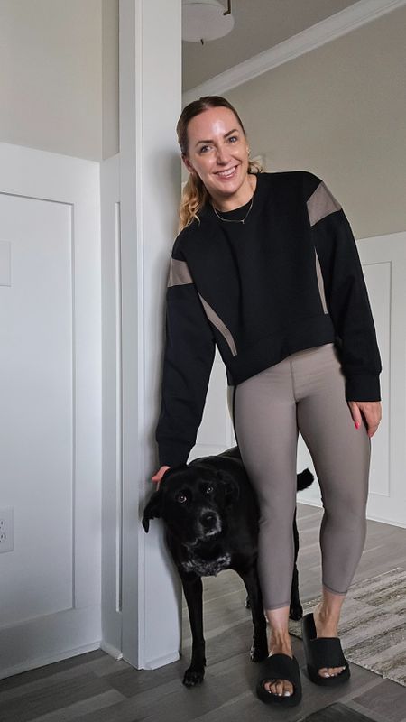 Abercrombie YPB activewear cropped sweatshirt and cropped leggings. Activewear, Abercrombie, YPB activewear, workout clothes, everyday wear, casual style, athleisure

#LTKstyletip #LTKover40 #LTKfitness