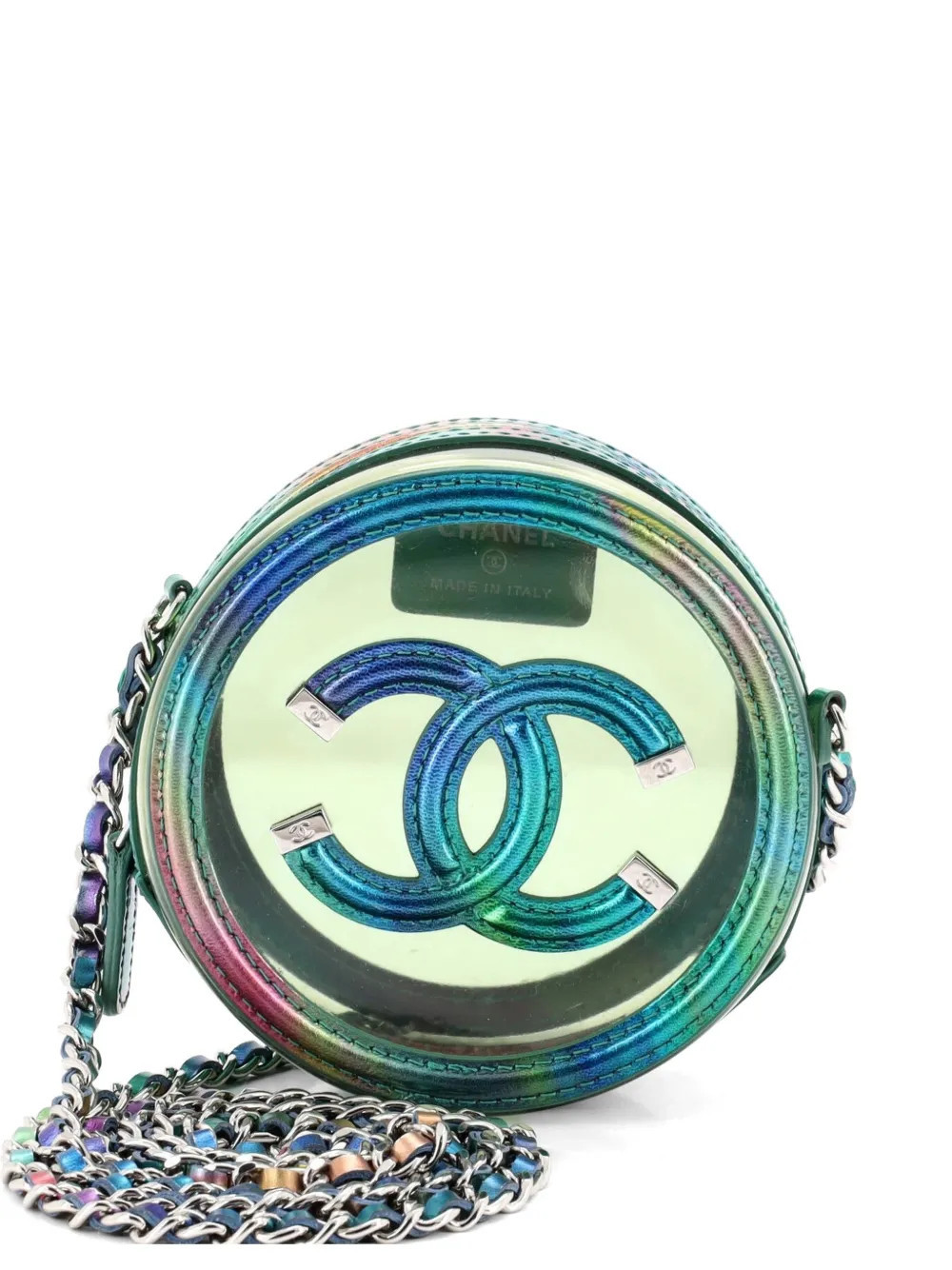 CHANEL Pre-Owned Filigree Round Clutch with Chain PVC with Lambskin Mini crossbody bag - Multicolour | Farfetch Global