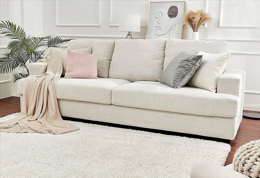 PaPaJet Sofa, Deep Seat Sofa-Contemporary Chenille Sofa Couch, 3 Seater Sofa for Living Room-Oversiz | Amazon (US)