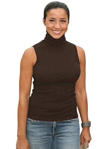Sunfaynis Women's Mock Turtleneck Sleeveless Tops Plus Size Brown Shirt Turtleneck Blouse (Brown, XXL) | Amazon (US)