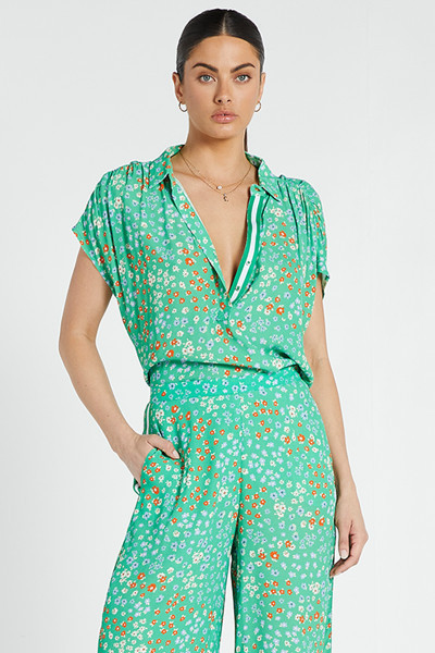 Deep v Neck Top in Kawaii Ditsy | Bohemian Traders