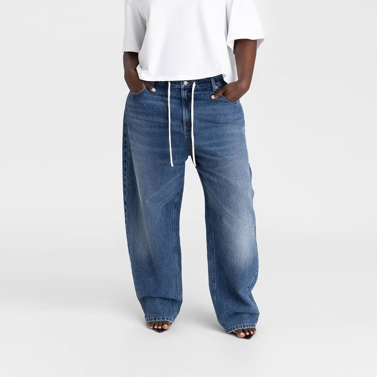 KBB by KAHLANA Women's Mid-Rise Barrel Leg 'The Lynnox Jean' - Dark Wash | Target