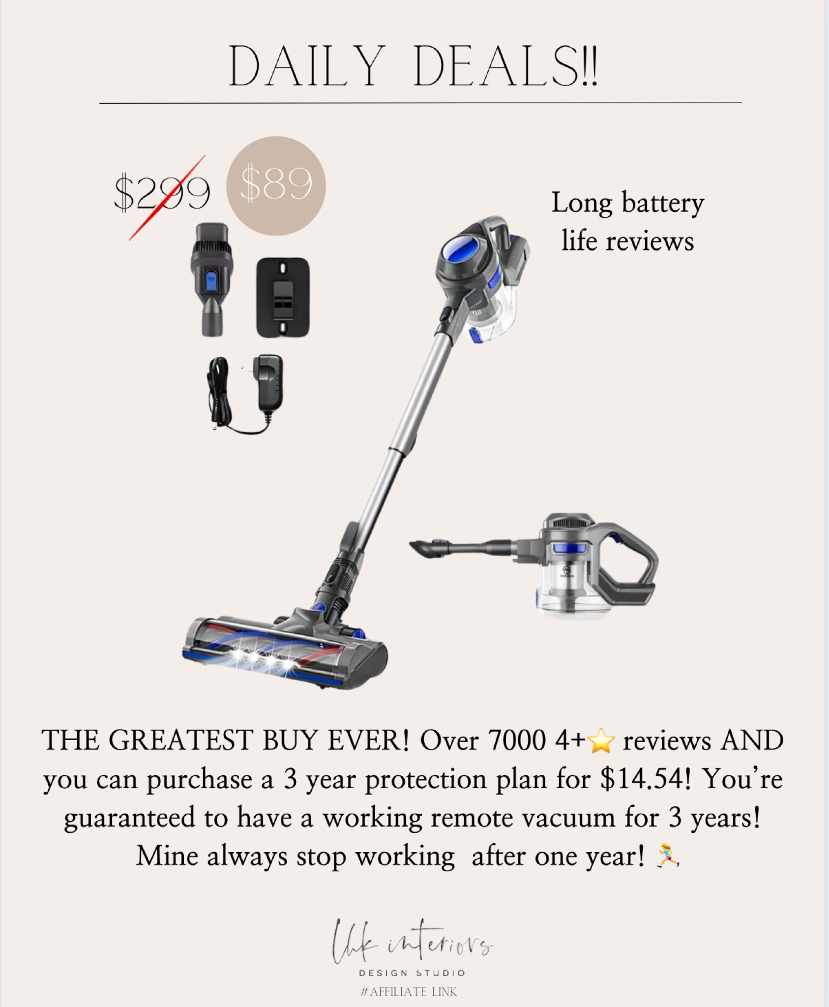 Omg I know I seem a little cray with how excited I am! 😆 I just bought one and noticed the protection plan! Any brand I buy ALWAYS dies after a year. Now I can have one for a few years with this $15 protection plan. Such good savings! 😂 can you tell how happy I am with my purchase?! Vacuum cleaning organizing Walmart 

#LTKfindsunder100 #LTKsalealert #LTKhome