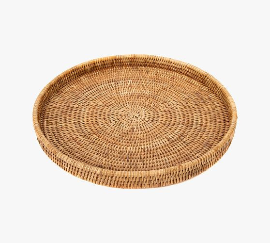 Tava Handwoven Rattan Round Serving Tray | Pottery Barn (US)