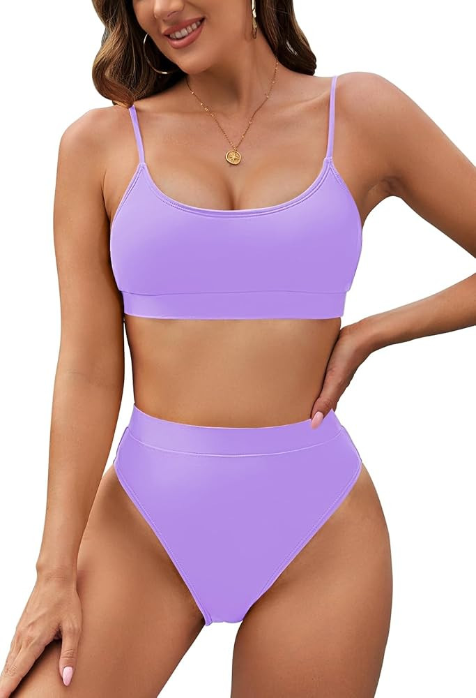 Pink Queen High Waisted Bikini Set for Women Two Piece Cheeky High Cut Swimsuit Bathing Suit Swim... | Amazon (US)
