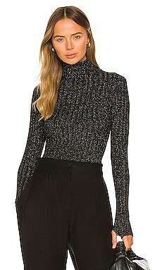 Enza Costa Sweater Rib Turtleneck in Black & Silver from Revolve.com | Revolve Clothing (Global)