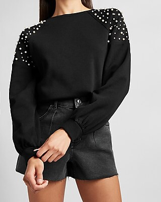 Pearl Embellished Sweatshirt | Express