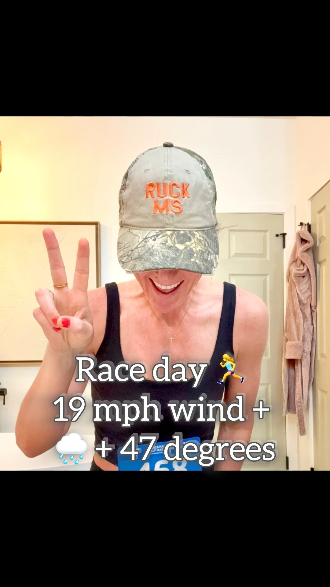 Although rainy, windy and chilly- being able to run a 6.5 mile race and prioritize my heath- is quite important to me 🏃‍♀️ 🌧️ 💨 