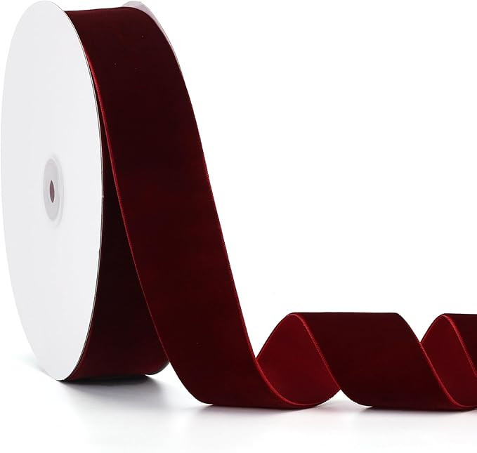 Velvet Ribbon Burgundy,1-1/2 Inch x 20Yd,Perfect for Christmas Gift Wrapping,Floral Bouquets,Home... | Amazon (US)