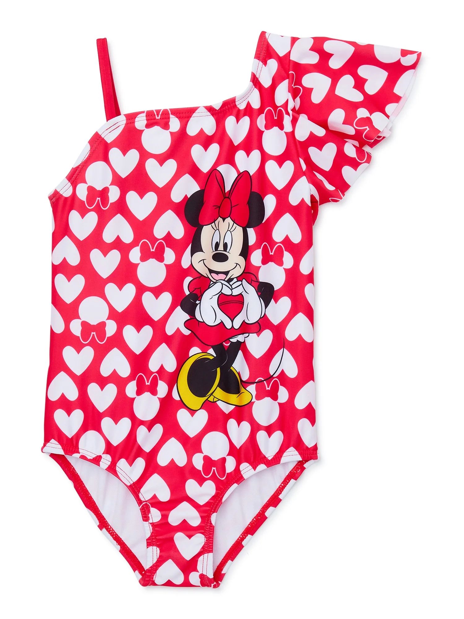 Minnie Mouse Toddler Girls’ One-Shoulder Swimsuit with UPF 50, Sizes 12M-5T - Walmart.com | Walmart (US)