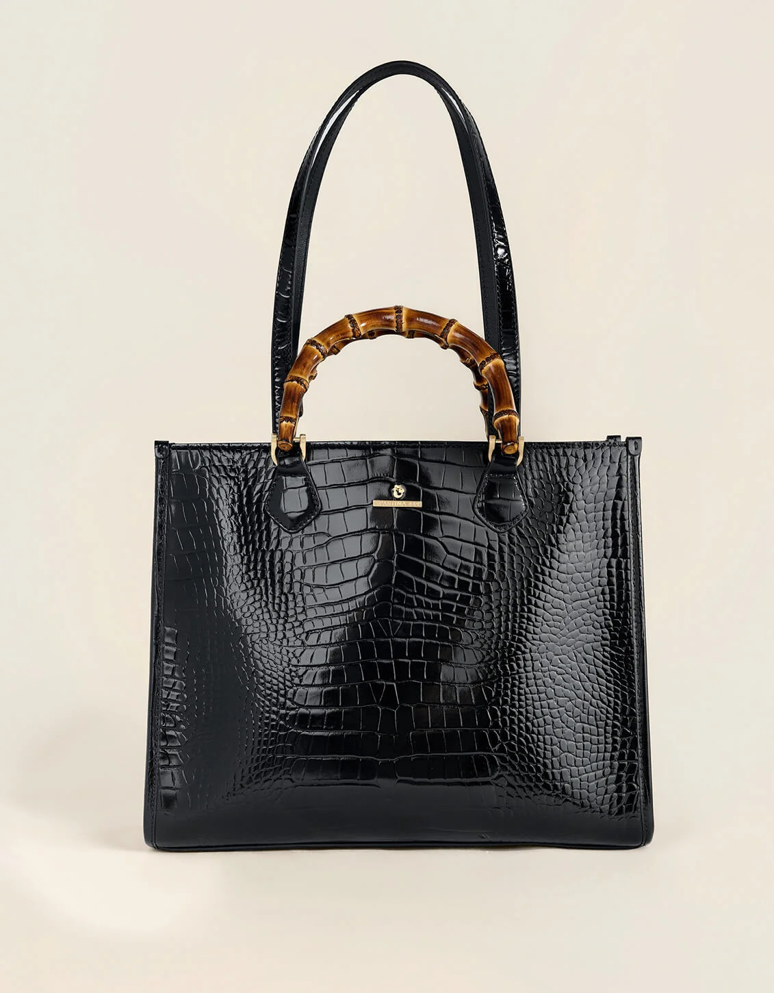Siren Luna Leather Tote Black Croc | Spartina 449