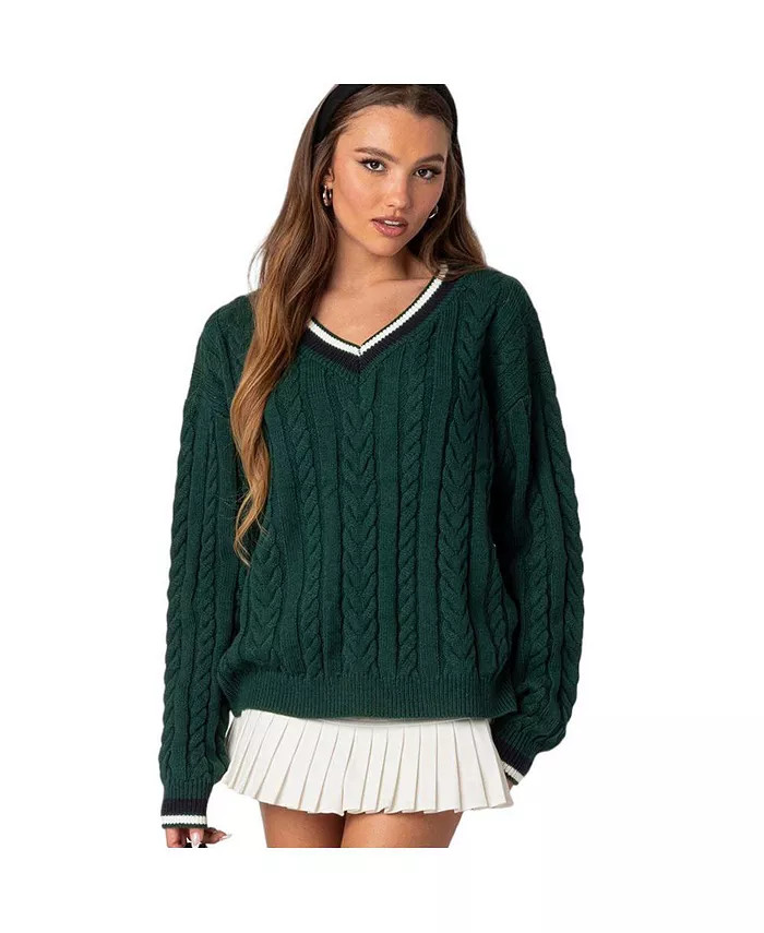 Edikted Women's Amoret cable knit sweater - Macy's | Macy's
