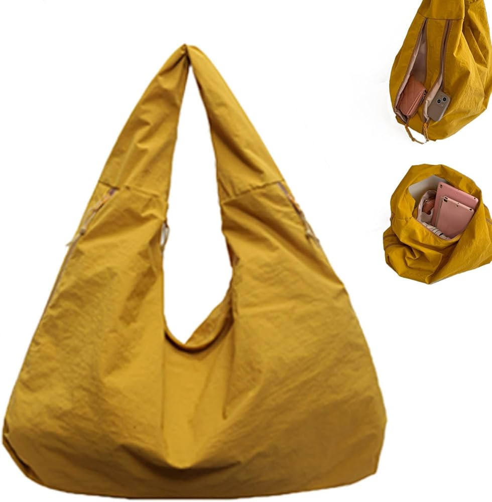 Women's Solid Color Textured Draped Tote Bag Big Capacity Minimalist Versatile Shoulder Bag | Amazon (US)